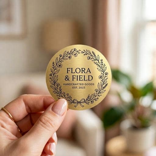Push Sticker Gold Color Custom Brushed Gold Stickers | StickerPlus UK